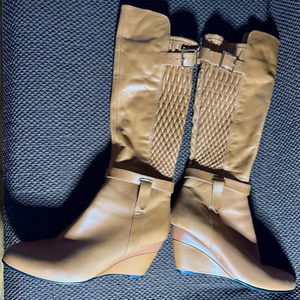 NEW SoleMani Slim Calf Collection - Women's Tally Leather Wedge Boot